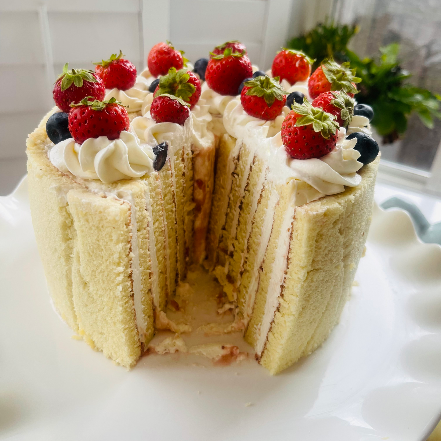 Strawberry Vanilla Spiral Cake