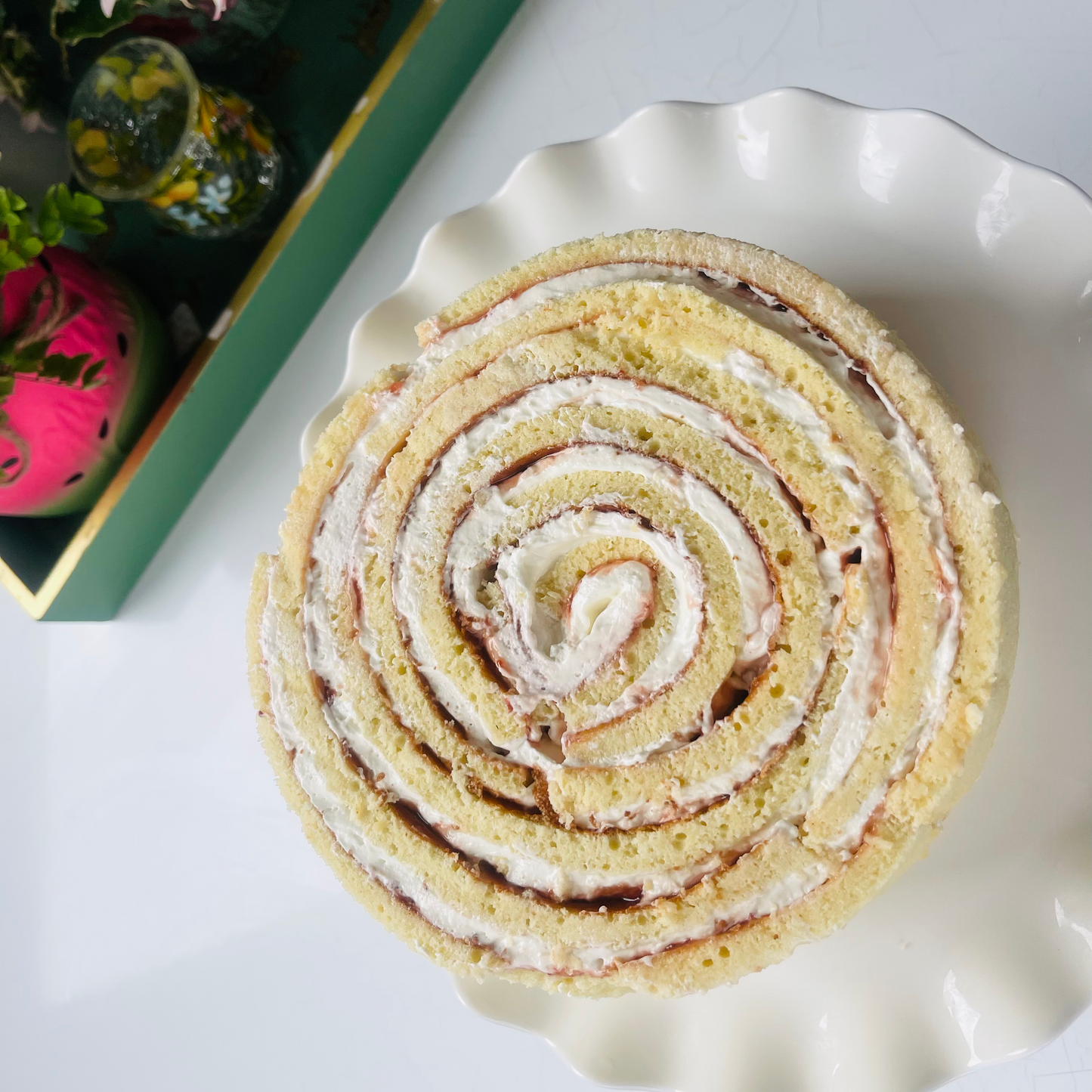 Strawberry Vanilla Spiral Cake